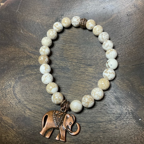 Rustic White Howlite with Copper Spacer and Elephant Charm - Picture 7 of 7